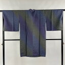 道行 身丈102cm 裄丈67cm M 和装コート 千代田衿 花唐草 染め分け 紫 正絹 逸品 【中古】 msp50