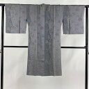 道行 身丈109.5cm 裄丈62.5cm S 和装コート 角衿 万寿菊 橘 灰色 正絹 美品 逸品 【中古】 msp50