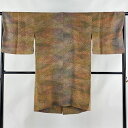 道中着 身丈105cm 裄丈67cm M 和装コート 地紋 ぼかし 薄茶色 正絹 美品 逸品 【中古】 msp50