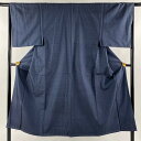 男着物 身丈145cm 裄丈65.5cm M 袷 アンサンブル 紬地 亀甲絣 紺色 正絹 美品 秀品 【中古】 msp30