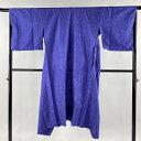 道中着 身丈126cm 裄丈67cm M 和装コート 着物衿 瓢箪 唐草 青紫 正絹 逸品 【中古】