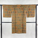道行 身丈105.5cm 裄丈62.5cm S 和装コート 角衿 鳳凰 草花 オレンジ 正絹 美品 逸品 【中古】