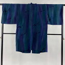 道中着 身丈103cm 裄丈66cm M 和装コート 流水 ぼかし 青紫 正絹 美品 逸品 【中古】