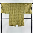 道中着 身丈97.5cm 裄丈69cm L 和装コート 斜縞 山吹茶色 正絹 美品 逸品 【中古】 msp50
