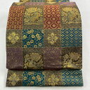 袋帯 美品 秀品 花うさぎ 有職文様 金糸 箔 金色 全通 正絹 【中古】 msp50