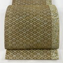 袋帯 美品 秀品 菱格子 花唐草 箔 薄茶色 六通 正絹 【中古】 msp30