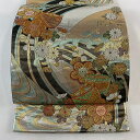 袋帯 秀品 関西仕立て 葡萄唐草 青緑 正絹 【中古】