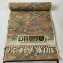 反物 秀品 紬 証紙 楓 雲文 焦茶色 正絹 【中古】