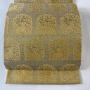 袋帯 美品 名品 関西仕立て 花うさぎ 金通し 金色 六通 正絹 【中古】 msp50