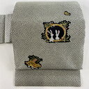 名古屋帯 美品 名品 個性的 うさぎ 寅 箔 黒 正絹 【中古】 msp50