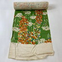 反物 秀品 小紋 個性的 草花 緑 正絹 【中古】 msp30