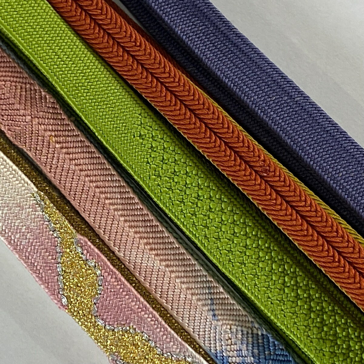 帯締め 優品 帯締め5本セット 薄緑 正絹 和装小物 【中古】