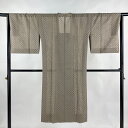 道行 身丈125cm 裄丈66cm M 和装コート 角衿 格子 灰茶 正絹 美品 逸品 【中古】 msp50