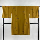 道中着 身丈105cm 裄丈68cm L 和装コート 梅 山吹茶色 正絹 逸品 【中古】 msp50