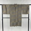 道中着 身丈106cm 裄丈67.5cm L 和装コート 着物衿 縞 灰紫 正絹 逸品 【中古】
