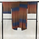道中着 身丈102cm 裄丈64cm M 和装コート 地紋 ぼかし 茶色 正絹 美品 逸品 【中古】