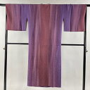 道行 身丈134.5cm 裄丈67.5cm L 和装コート 角衿 地紋 ぼかし 紫 正絹 美品 逸品 【中古】 msp50