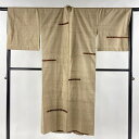 道中着 身丈132.5cm 裄丈68.5cm L 紬地 和装コート 幾何学模様 薄茶色 正絹 美品 逸品 【中古】