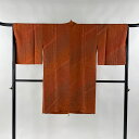 道中着 身丈102cm 裄丈65.5cm M 和装コート 地紋 斜めぼかし 朱色 正絹 美品 逸品 【中古】