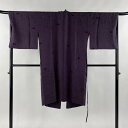 道中着 身丈113cm 裄丈68.5cm L 和装コート 着物衿 葉柄 地紋 濃紫 正絹 美品 逸品 【中古】 msp30
