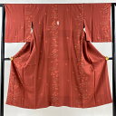 長襦袢 身丈126cm 裄丈63.5cm S 芝 撫子 金彩 茜色 正絹 秀品 【中古】 msp30