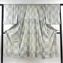長襦袢 身丈124.5cm 裄丈67cm M 市松 灰白 正絹 秀品 【中古】 msp30