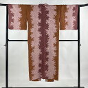 道中着 身丈135cm 裄丈65cm M 和装コート 草花 シルエット 染分け ピンク 正絹 美品 逸品 【中古】
