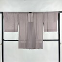 道行 身丈85.5cm 裄丈65cm M 和装コート 角衿 縦縞 灰紫 正絹 美品 名品 【中古】