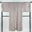 道中着 身丈131cm 裄丈67.5cm L 和装コート 縦縞 灰紫 正絹 名品 【中古】