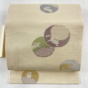 名古屋帯 名品 兎 丸文 ベージュ 正絹 【中古】 msp30