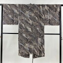 道中着 身丈112cm 裄丈66cm M 和装コート 着物衿 草花 絞り ぼかし 灰紫 正絹 美品 逸品 【中古】