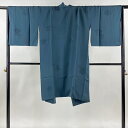 道中着 身丈105.5cm 裄丈67cm M 和装コート 着物衿 橘 藍色 正絹 逸品 【中古】