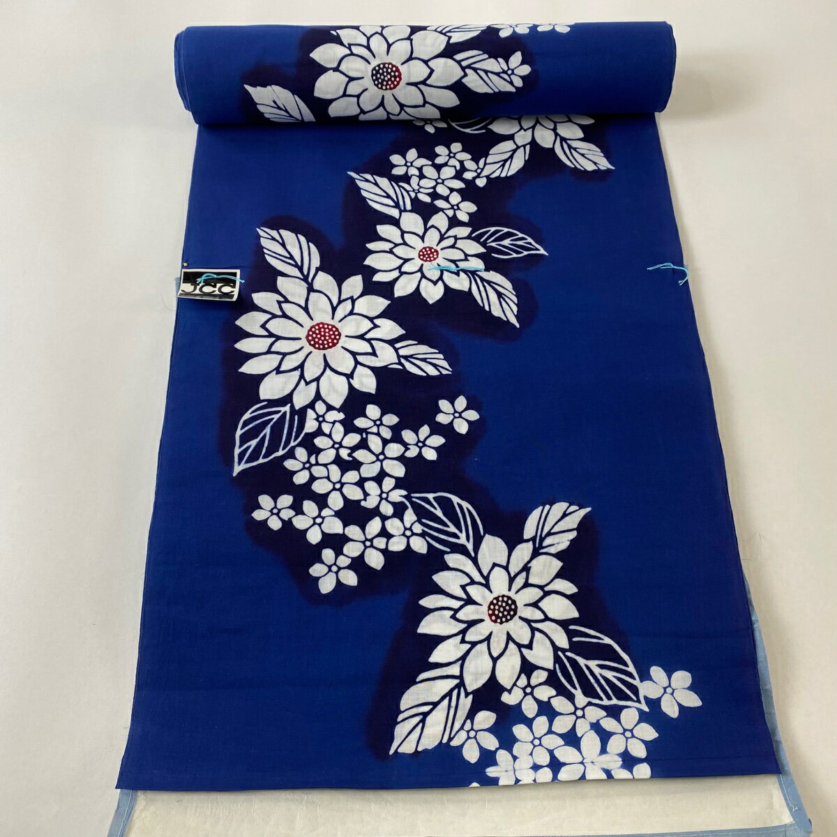 反物 優品 浴衣 草花 青 綿 【中古】 msp30