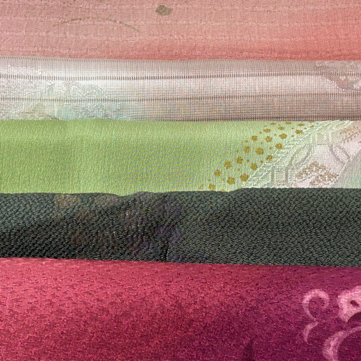 帯揚げ 優品 帯揚げ5枚セット 薄緑 正絹 和装小物 【中古】 msp50