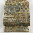 袋帯 美品 名品 花鳥 花うさぎ 箔 金銀糸 金色 六通 正絹 【中古】 msp30