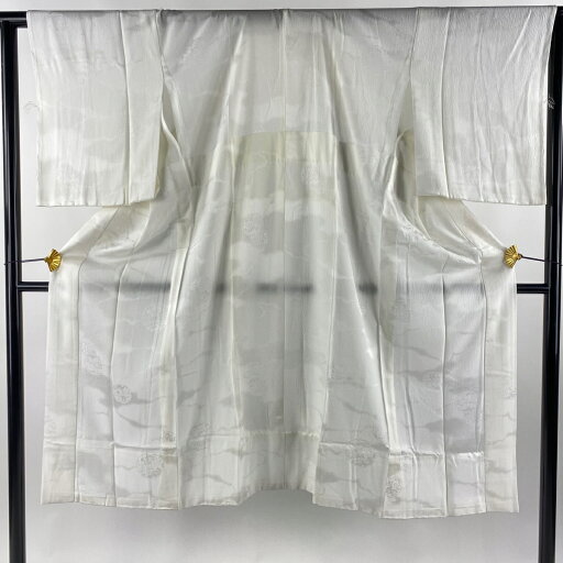 長襦袢 身丈123cm 裄丈63.5cm S 地紋 灰白 正絹 秀品 【中古】 長襦袢 身丈123cm 裄丈63.5cm S 地紋 灰白 正絹 秀品 【中古】