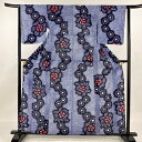 浴衣 身丈160cm 裄丈63cm S 絞り浴衣 花 濃紺 綿 名品 【中古】 msp30