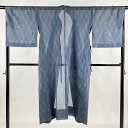 道中着 身丈128.5cm 裄丈68cm L 和装コート 着物衿 やまと 幾何学 緑 正絹 美品 逸品 【中古】 msp30