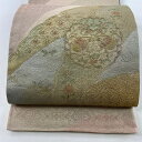 袋帯 美品 秀品 向かい鳥 雪芝 金銀彩 刺繍 金色 お太鼓柄 正絹 【中古】 msp30