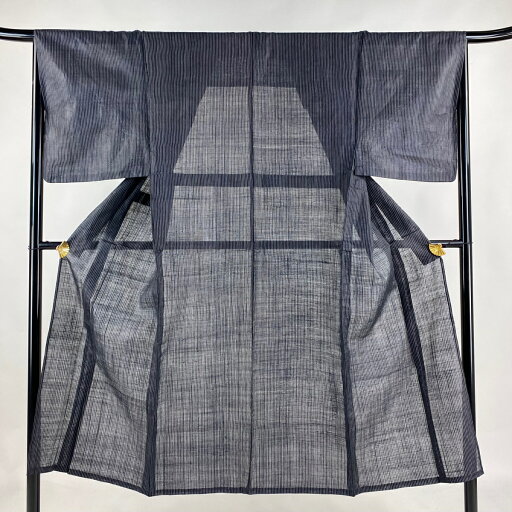 男着物 身丈144.5cm 裄丈66cm M 薄物 夏紬地 縦縞 濃紺 正絹 美品 逸品 【中古】 msp30 男着物 身丈144.5cm 裄丈66cm M 薄物 夏紬地 縦縞 濃紺 正絹 美品 逸品 【中古】 msp30