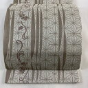 袋帯 美品 名品 麻の葉 葡萄 薄茶色 全通 正絹 【中古】