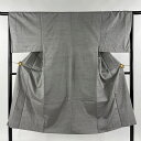 男着物 身丈133.5cm 裄丈65cm S 袷 アンサンブル 紬 灰色 正絹 秀品 【中古】 msp50