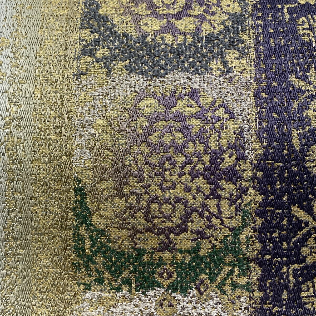 袋帯 美品 名品 華文 笹蔓 金糸 箔 紫 六通 正絹 【中古】