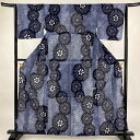浴衣 身丈159cm 裄丈64cm M 絞り浴衣 花 濃紺 綿 美品 名品 【中古】 msp30