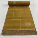 反物 秀品 紬 葡萄 幾何学模様 黄土色 正絹 【中古】 msp50