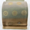 袋帯 秀品 華文 向かい鳥 箔 山吹茶色 全通 正絹 【中古】 msp30