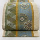 袋帯 美品 名品 華文 向かい鶴 金糸 ベージュ 六通 正絹 【中古】 msp30