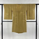 道行 身丈107cm 裄丈60cm S 和装コート 角衿 地紋 黄土色 正絹 逸品 【中古】