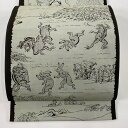 袋名古屋帯 美品 逸品 鳥獣戯画 うさぎ 薄緑 正絹 【中古】 msp30