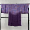 道行 身丈102cm 裄丈66cm M 和装コート 角衿 ぼかし 染め分け 紫 正絹 美品 逸品 【中古】 msp30